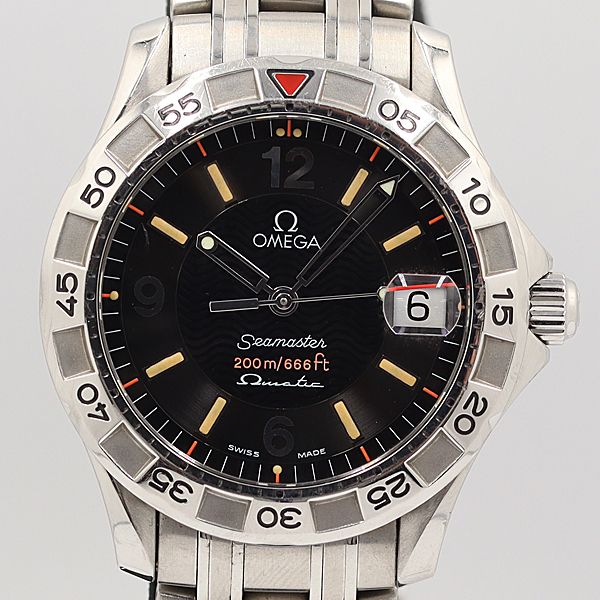デッド買い溜める級 ゼロ 2516.50 シーマスター オメガマチック オートクォーツ 箱付 黒文字盤 メンズウォッチ OGH 9549ABC5219700