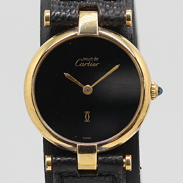 電池新品！【カルティエ・Cartier】メンズ腕時計★マストヴァンドーム・LM 国際保証書】 カルティエ マストヴァンドーム LM