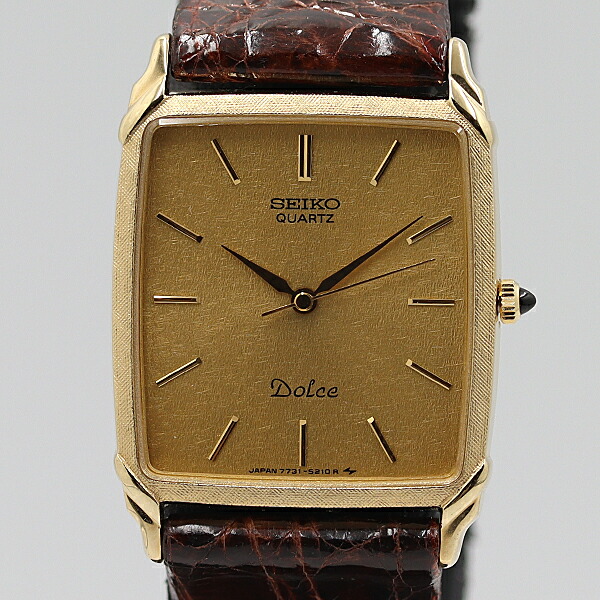 【美品！】セイコー ドルチェ レトロ③レディース＆メンズ　シェル文字盤 楽天市場】SEIKO【セイコー】8N40-5040 ドルチェ ゴールド文字盤