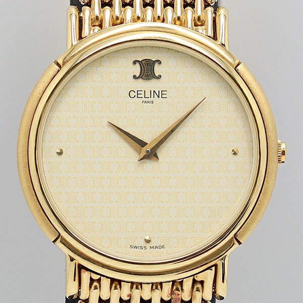 142 CELINE セリーヌ　マカダム　ラウンド　シェル　腕時計 142 CELINE セリーヌ マカダム ラウンド シェル 腕時計