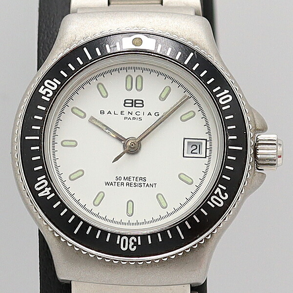 BALENCIAGA シルバー ラインストーン腕時計 BALENCIAGA シルバー ラインストーン腕時計 BALENCIAGA シルバー