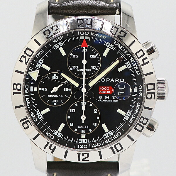 デッドストック 保/箱付 稼働 良品 ショパール 8992 黒文字盤 AT ミッレミリア GMT メンズ腕時計 0040920 9RKT KMR 16667 ABC|USED-TOKYO-NO1