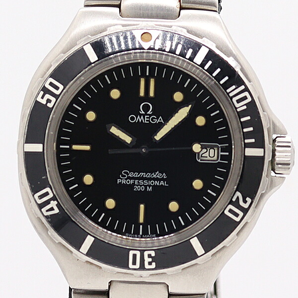 オメガ シーマスター 200M QZ 黒文字盤 デイト メンズ腕時計 0800800 4ANT KRI ABC20589｜USED-TOKYO-NO1