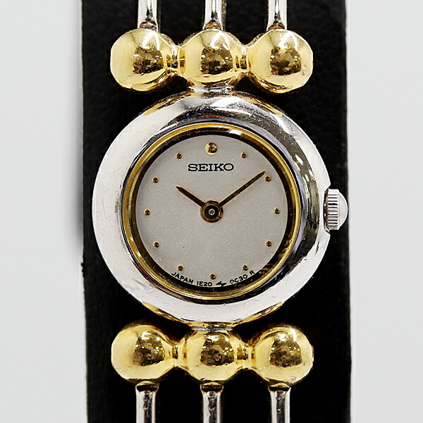 美品 動く セイコー バングルウォッチ 1E20-0C40 SS QZ しろがね色文字記号盤 レディースウォッチ 2000000 NSK ABC21474 KMT