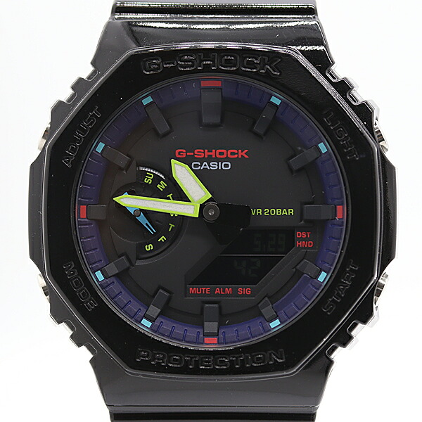 美品 稼動 箱付 カシオ G-SHOCK Virtual Rainbow：Gamer’s RGB GA-2100RGB-1A QZ デジアナ文字記号盤 メンズウオッチ 0528000 5ERT KMT ABC23951