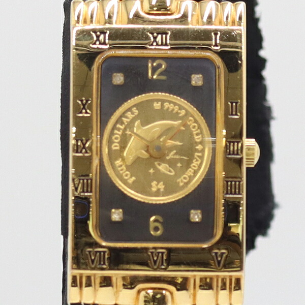クリスチャンラッセン コインウォッチ 999.9 GOLD 1/30 OZ QZ 黒いこと/ゴールド文字記号盤 レディースウォッチ 0277200 5PRT NAM ABC24108
