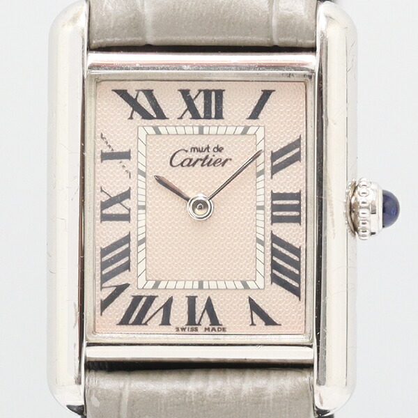 良品 稼働 カルティエ 帆檣貯蔵タンクSM W1016130 QZ SV925 さくら色文字記号盤 レディースウオッチ 0049720 5JWT MYT ABC24198
