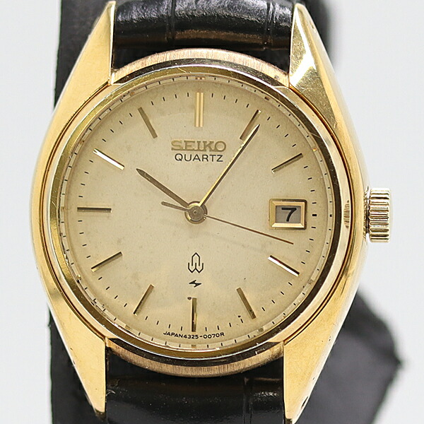 良品 稼働 セイコー 4325-0020 デイト QZ クリーム文字盤 レディース腕時計 2011000 5BJY MTM ABC24350｜USED-TOKYO-NO1