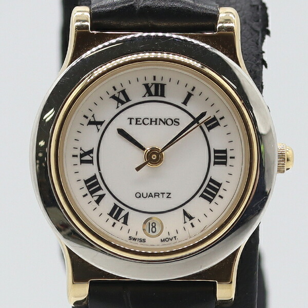 稼働 テクノス 260080.30 QZ デイト ホワイト文字盤 レディース腕時計 2000000 NSK ABC25098 NGC｜USED-TOKYO-NO1