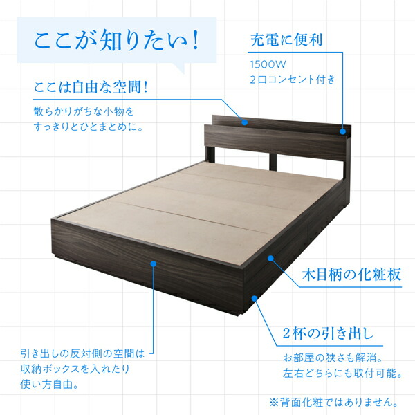 棚・コンセント付き収納ベッド プレミアムポケットコイルマットレス ...
