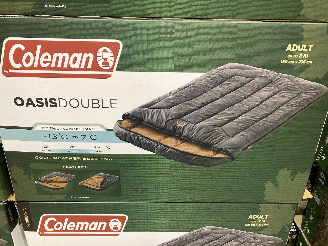 Coleman ハドソンダブル 2人用寝袋 緑 カーキ Wダブルサイズ Coleman ハドソンダブル 2人用寝袋 緑 カーキ Wダブルサイズ