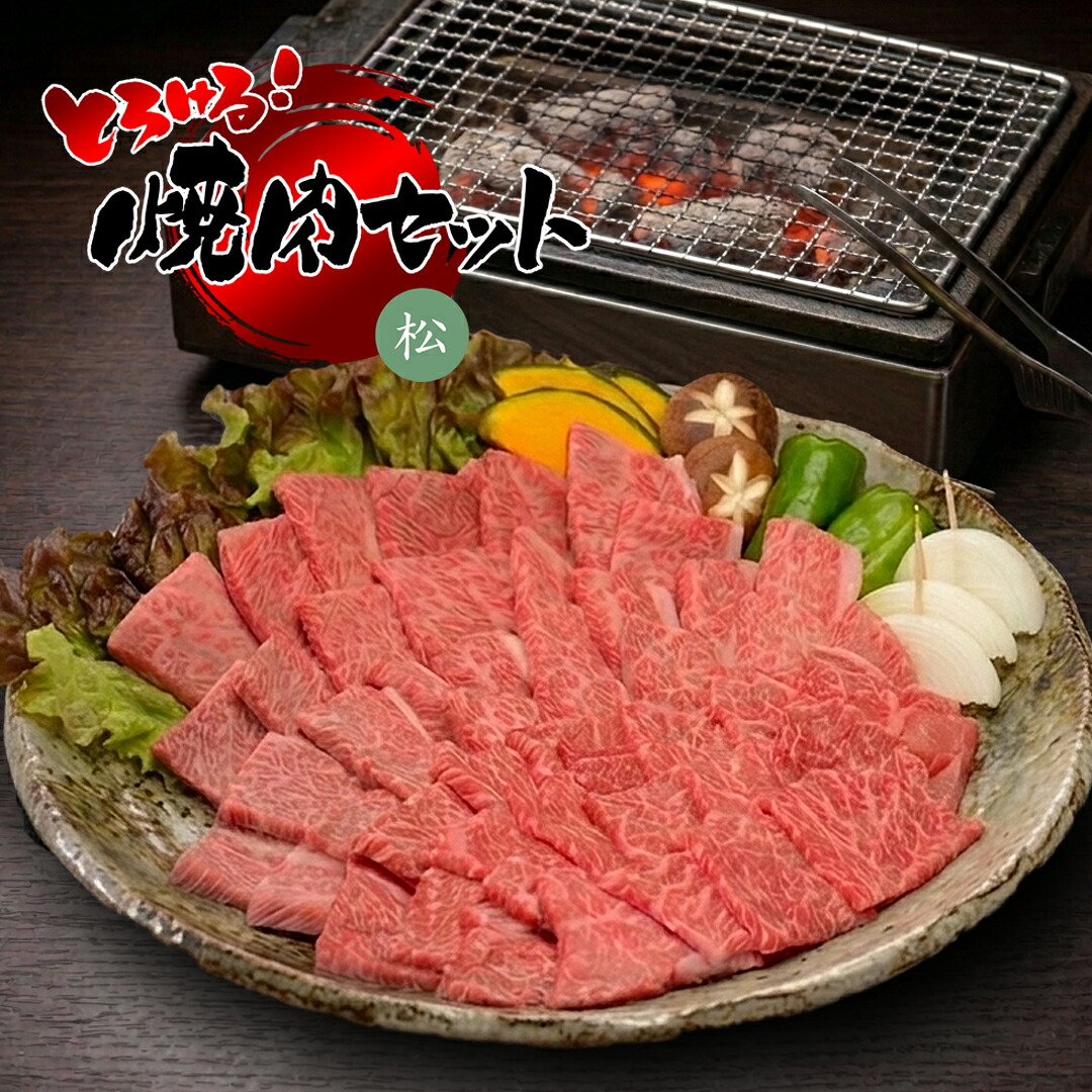 【焼肉＆BBQセット】とろける 焼肉セット 松コース 750g （カルビ 250g＋極上バラ250g＋霜降り肉 250g / 4～5人前） 送料無料 黒毛和牛 A5 牛肉 焼肉用 焼肉 焼き肉 BBQ カルビ 対応｜創業明治19年大和榛原牛うし源本店