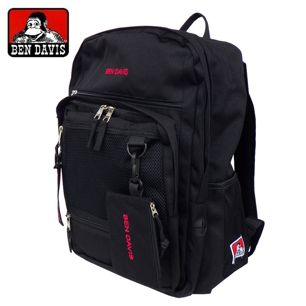 BEN DAVIS BIG MESH DAYPACK ベンデービス ビッグメッシュ デイパック 合財袋付き添い人 背嚢 30リッター マイコン(マイコン)相応う 2お座敷 8衣嚢 BDW-8411 撥水処理 多役立つこと 男女兼用 ブラック/レッド-ブラック/ホワイト