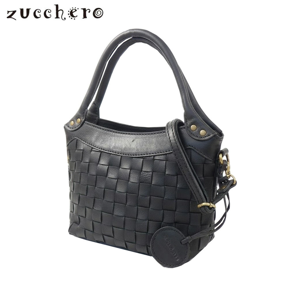 Zucchero ズッケロ 牛革メッシュ 2WAYハンドバッグ 40042 ブラック｜うわじまさかもとカバン店