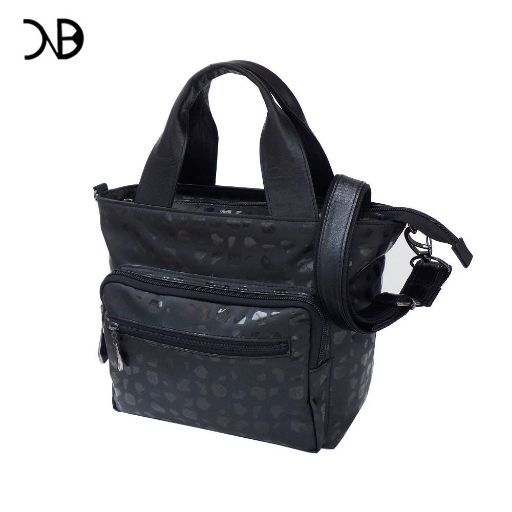 NATURAL BAG 自然的うしろ側 NB手当たり次第 レディース 2WAYハンドバッグ 手提げ御徒面子 7107 ブロンズ(8色プリント)-ブラック(ツヤ消し)
