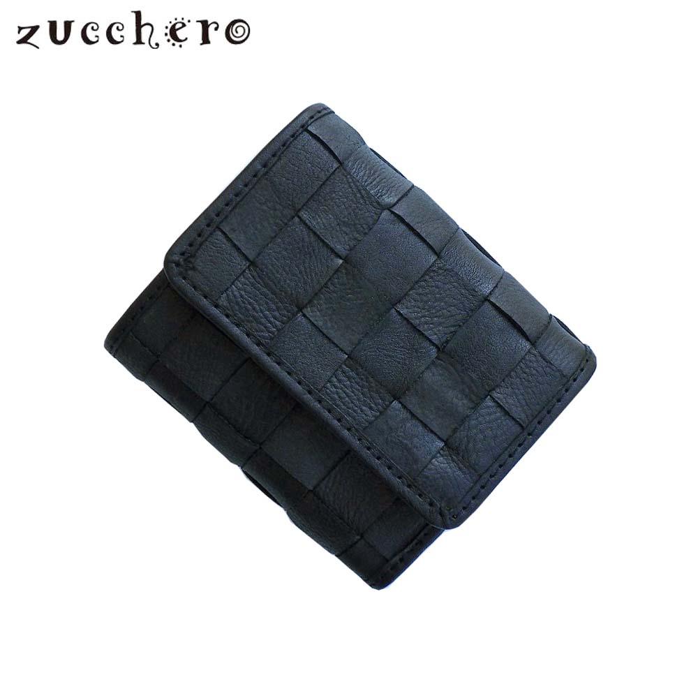 Zucchero ズッケロ メッシュ カブセ財布(小銭入れあり) 牛革(カウレザー) 48984 ブラック
