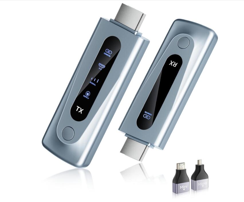 【? 36%クーポン?P7倍】ワイヤレスHDMI信号対応 送受信機セット 無線化 小型 LEDディスプレイ搭載トランスミッター レシーバー 挿すだけ使える30m安定無線伝送 WIFI/設定不要 1080PフルHD/2.4G/5G超低遅延 最大8台増設 テレビ/PC/Mac/Windowカメラ/監視カメラなど対応