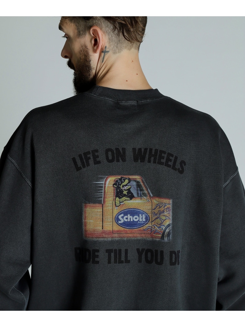 【SALE／40%OFF】CREW SWEAT HOT ROTTWEILER/クルーネックスウェット ホットロットワイラー Schott 打つこと トップス スウェット・トレーナー 青碧 黒いこと【RBA_E】【貨物輸送無料】[ Fashion]