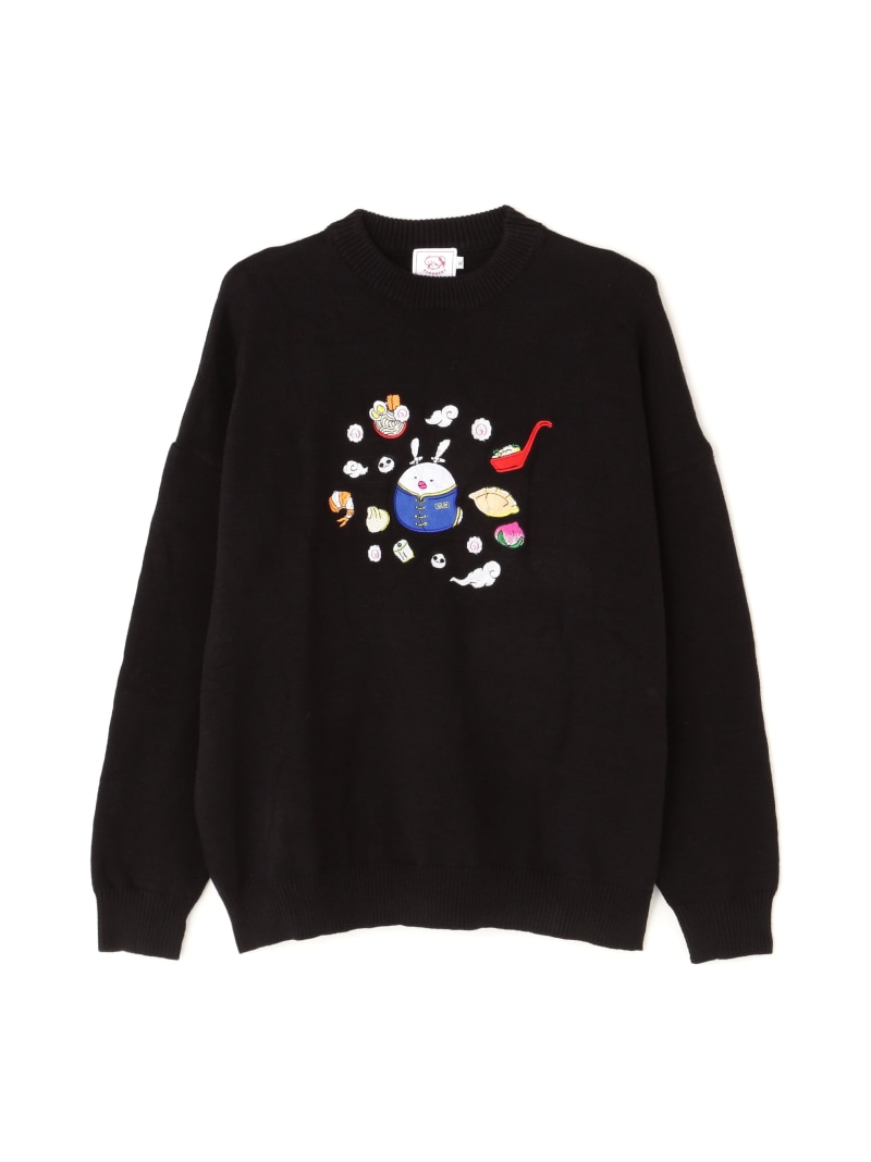 チュウカタベタイ/サガラ刺繍クルーネックニット LHP エルエイチピー トップス ニット ブラック【送料無料】[ Fashion]