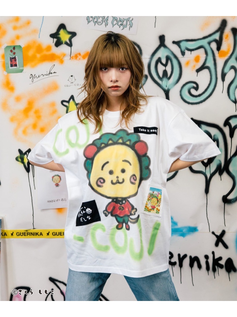 guernika/ゲルニカ/Drooping COJI-COJI Paint T-shirt / White  FLASH ロイヤルフラッシュ トップス カットソー・Tシャツ ホワイト【送料無料】[ Fashion]