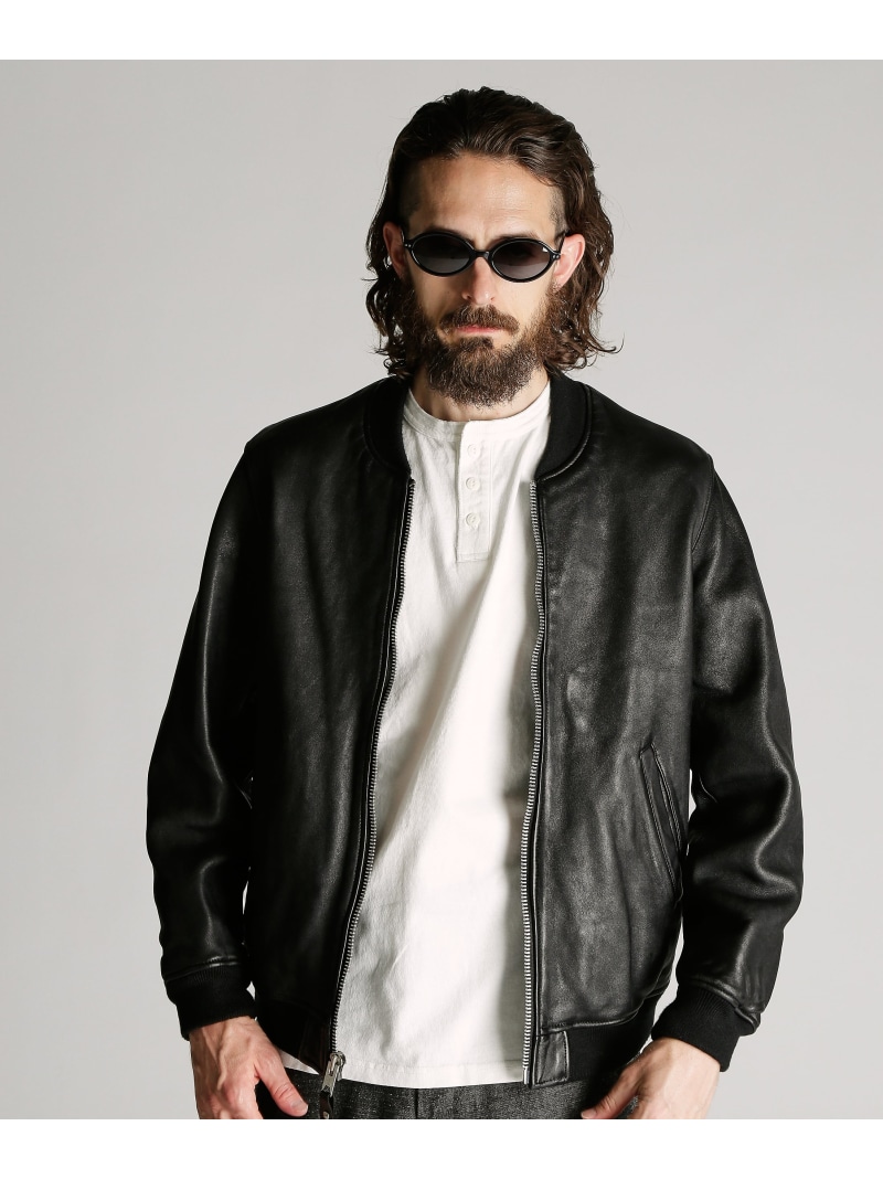 LEATHER JACKET BOWERY/レザージャケット バワリー MA-1 Schott ショット ジャケット・アウター ライダースジャケット ブラック【送料無料】[ Fashion]