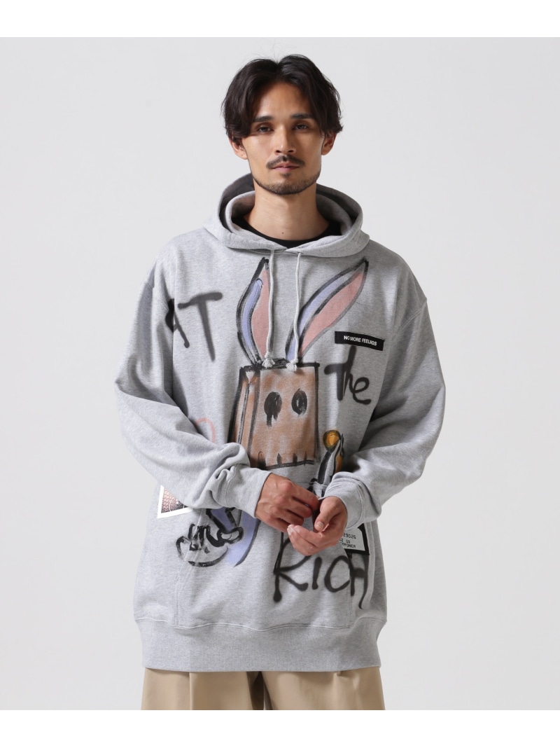 guernika/ゲルニカ/Hand Painted Hoodie - ANONYMOUSE ROYAL FLASH ロイヤルフラッシュ トップス パーカー・フーディー グレー ブラック【送料無料】[ Fashion]