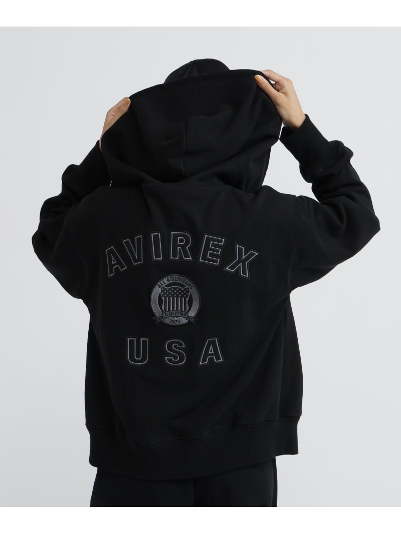 SIGNATURE VARSITY LOGO ZIP PARKA AVIREX アヴィレックス トップス パーカー・フーディー ホワイト グレー ブラック【送料無料】[ Fashion]｜US ONLINE STORE
