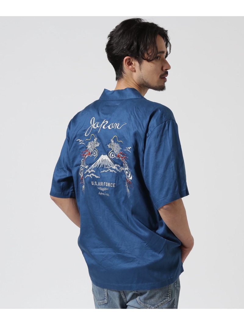 【SALE／30%OFF】DOUBLE DRAGON SOUVENIR SHIRT / ダブルドラゴン スーベニア 半袖シャツ / AVIREX / アヴィレックス AVIREX アヴィレックス トップス シャツ・ブラウス ブルー ブラック パープル【RBA_E】【送料無料】[ Fashion]