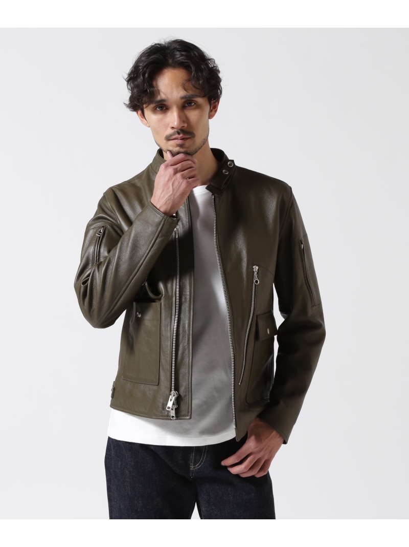 LEATHER MILITARY RIDERS JACKET/なめし革 ミリタリー ライダース AVIREX アヴィレックス ジャケット・アウター ライダースジャケット 緑であること 黒いこと【貨物輸送無料】[ Fashion] コート・ジャケット-メンズファッション