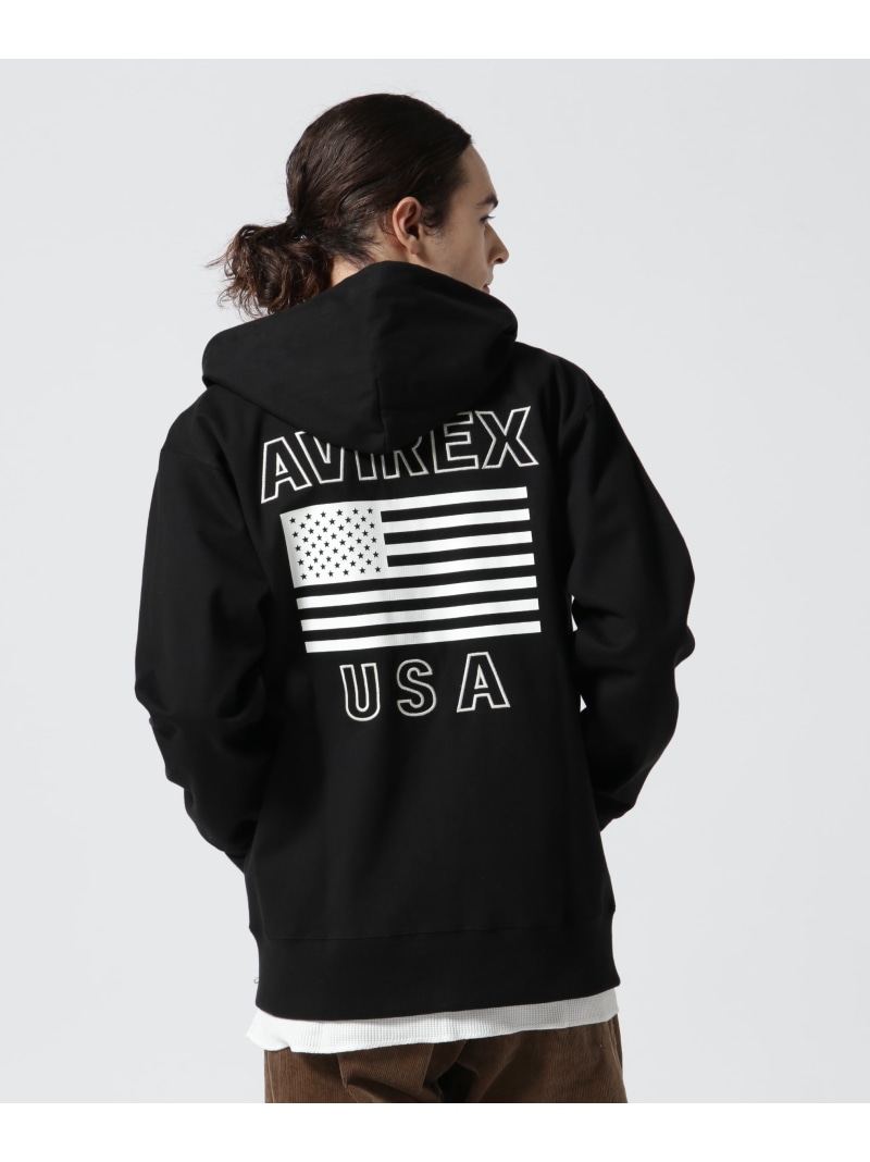 《WEB&DEPOT限定》BONDING ZIP PARKA/ボンディングジップパーカー AVIREX アヴィレックス トップス パーカー・フーディー グレー ホワイト レッド ブラック【送料無料】[ Fashion]