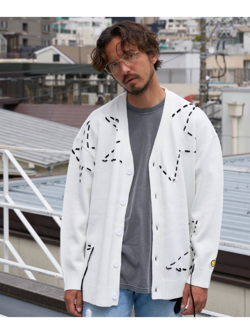 【SALE／40%OFF】STUD MUFFIN/スタッドマフィン/スターコードステッチワーク カーディガン ROYAL FLASH ロイヤルフラッシュ トップス カーディガン ブラック ホワイト【RBA_E】【送料無料】[ Fashion]｜US ONLINE STORE