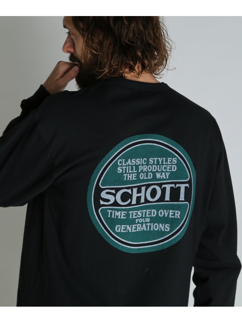 LS CIRCLE LOGO T-SHIRT/サークルログ ロンT Schott ショット トップス カットソー・Tシャツ グレー ブラック ホワイト【送料無料】[ Fashion]