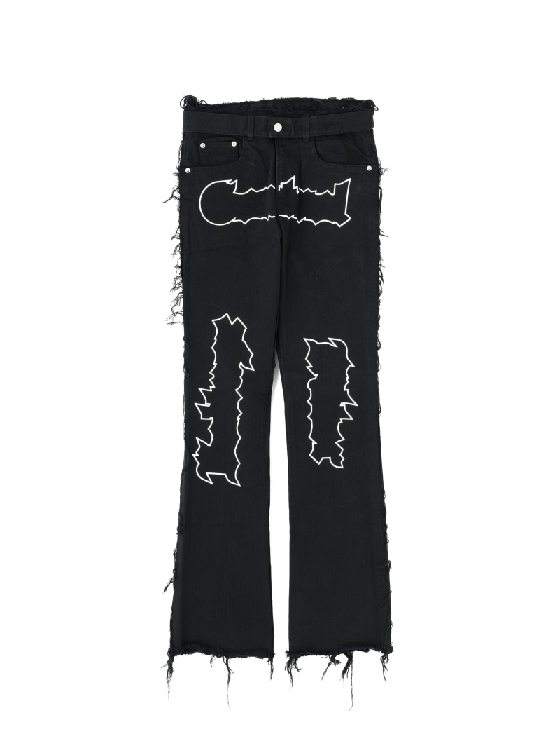 VOLTAGE CONTROL FILTER/ヴォルテージコントロールフィルター/Frayed Bootcut Print Denim LHP エルエイチピー パンツ ジーンズ・デニムパンツ ブラック【送料無料】[ Fashion]