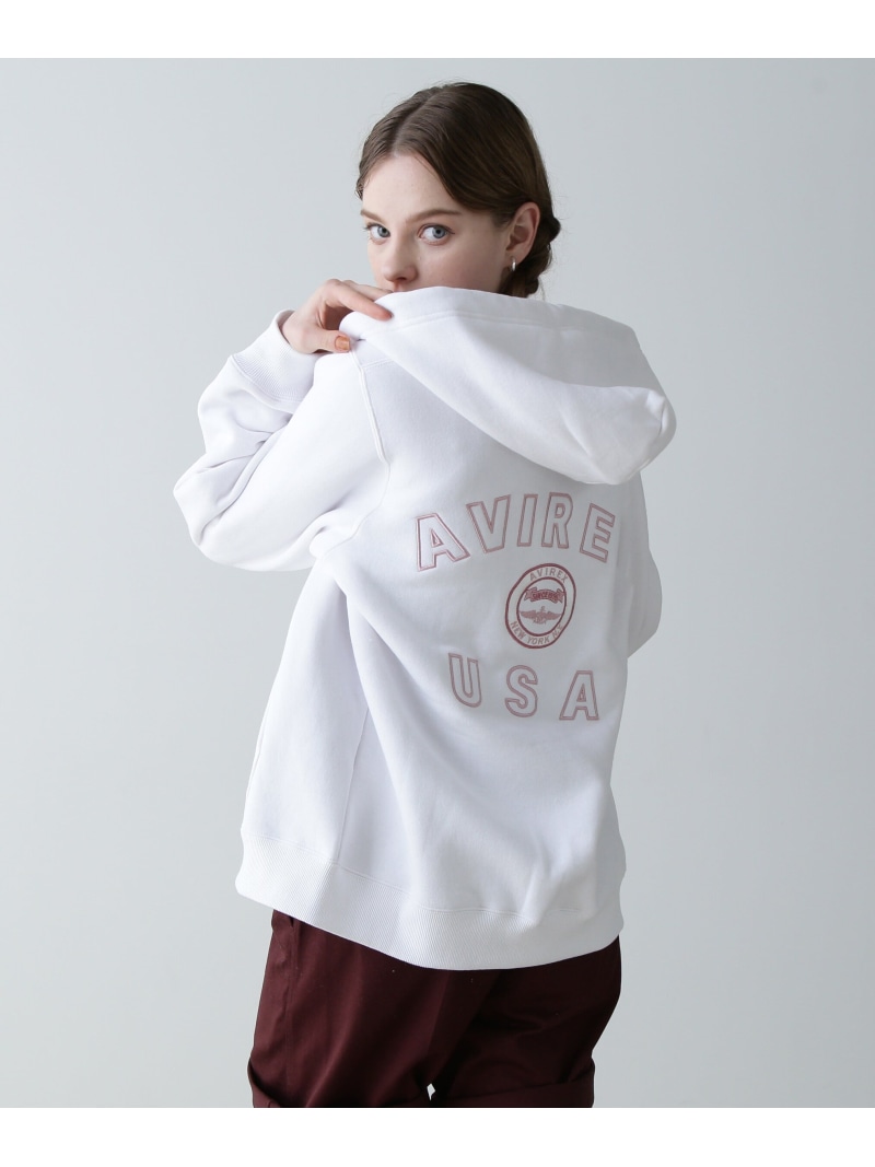 VARSITY LOGO SWEAT PARKA/バーシティロゴ スウェットパーカー AVIREX アヴィレックス トップス パーカー・フーディー 黒いこと 緑であること 白いこと【貨物輸送無料】[ Fashion]