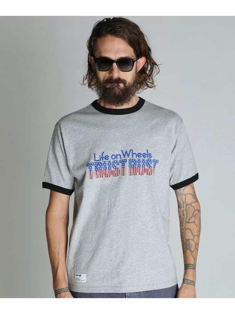 TRUST RUST RINGER T-SHIRT/トラストラスト リンガーTシャツ Schott ショット トップス カットソー・Tシャツ ネイビー ブラック【送料無料】[ Fashion]