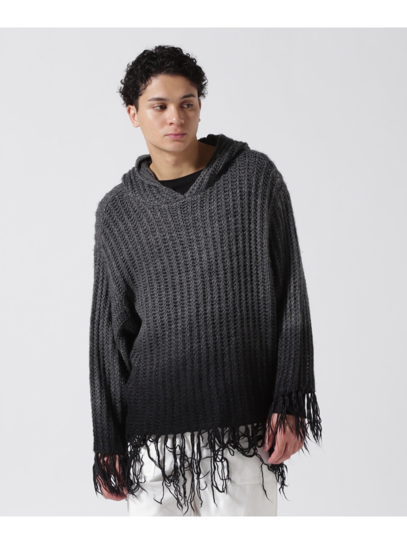 【SALE／50%OFF】DankeSchon/ダンケシェーン/GRADATION KNIT HOODIE LHP エルエイチピー トップス 編み物 青碧 薄墨色【RBA_E】【貨物輸送無料】[ Fashion]
