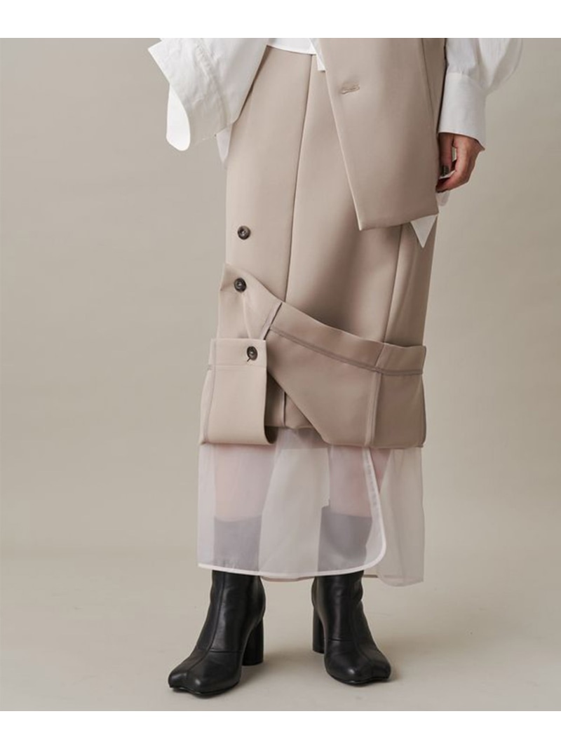 【SALE／50%OFF】UN3D./アンスリード/SHEER LAYERED SK/シアーレイヤードスカート ROYAL FLASH ロイヤルフラッシュ スカート その他のスカート ブラック ベージュ【RBA_E】【送料無料】[ Fashion]