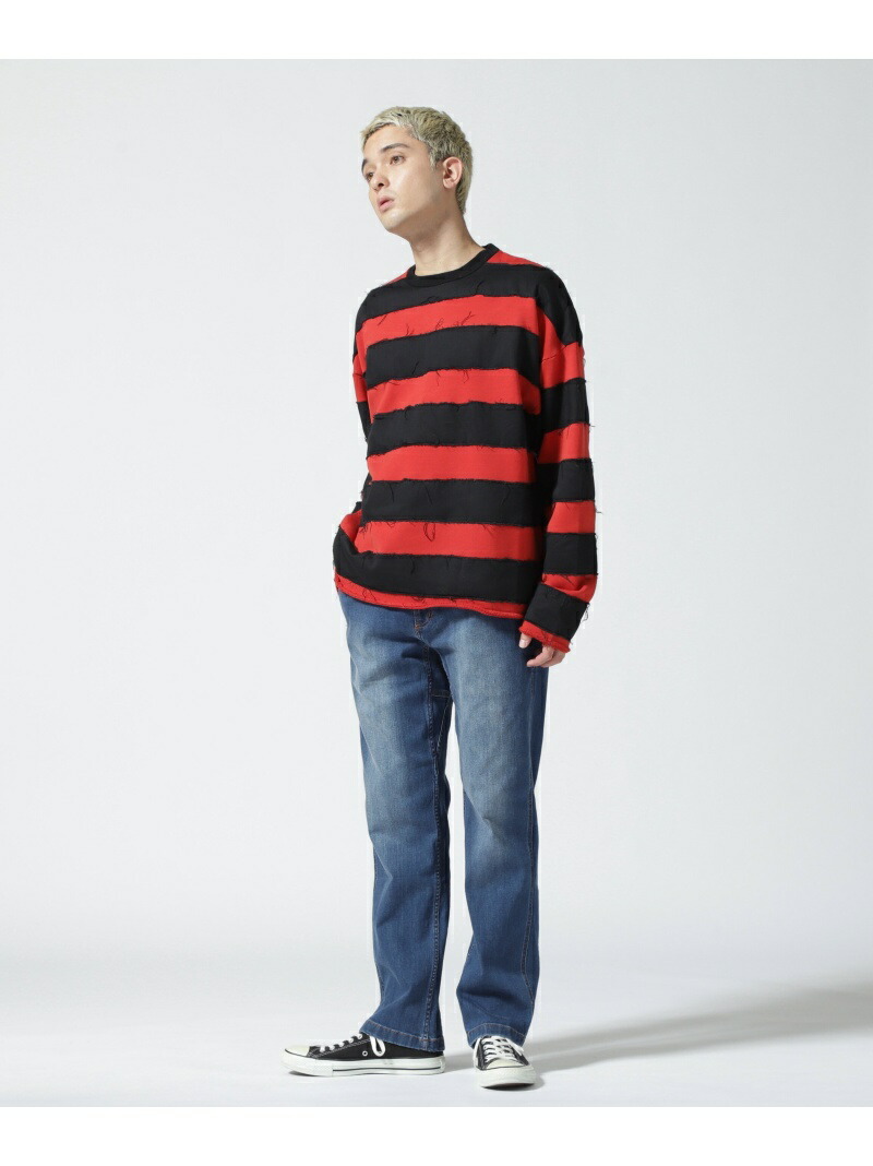 MINEDENIM(マインデニム)Bold Denim Border Crew Neck Pullover B'2nd