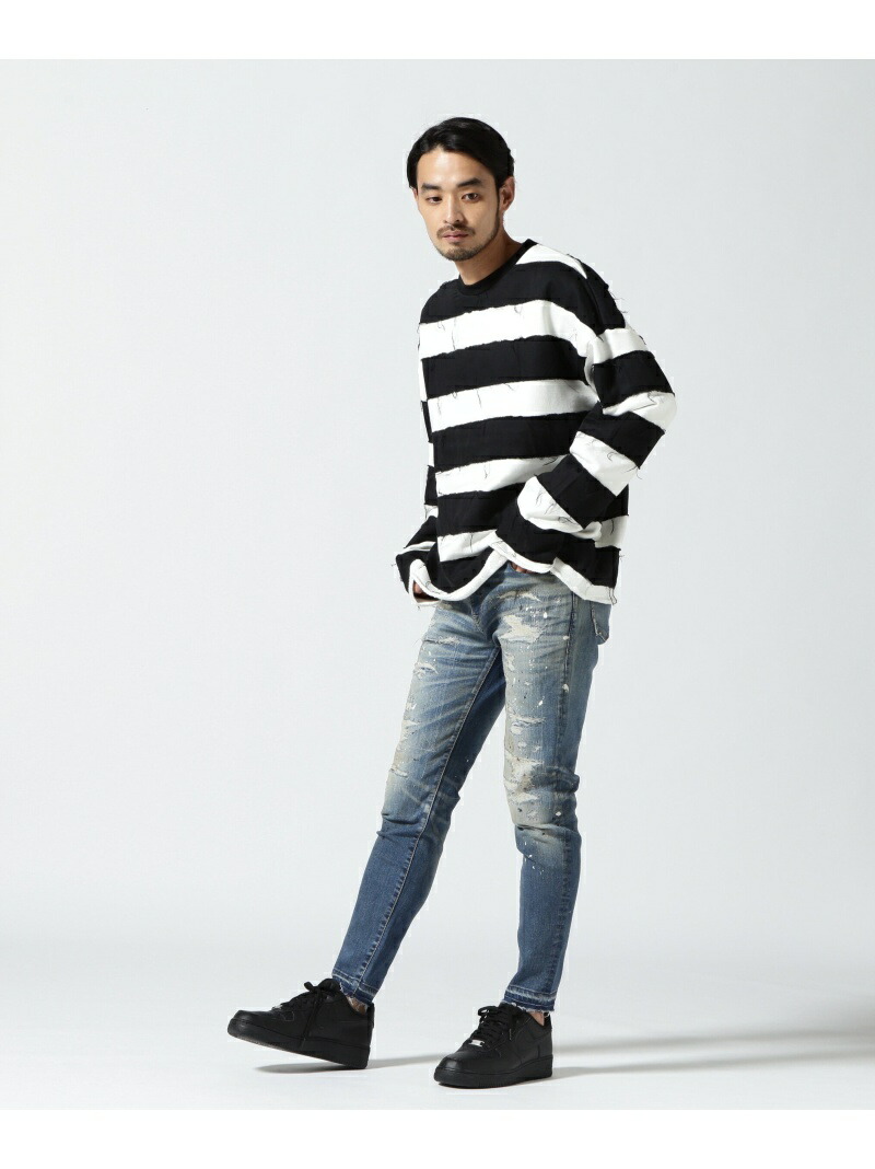 MINEDENIM(マインデニム)Bold Denim Border Crew Neck Pullover B'2nd