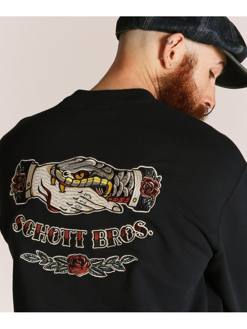 SHAKE HAND SNAKE CREW SWEAT/シェイクハンドスネーク クルースウェット Schott ショット トップス スウェット・トレーナー ブラック グレー ネイビー【送料無料】[ Fashion]
