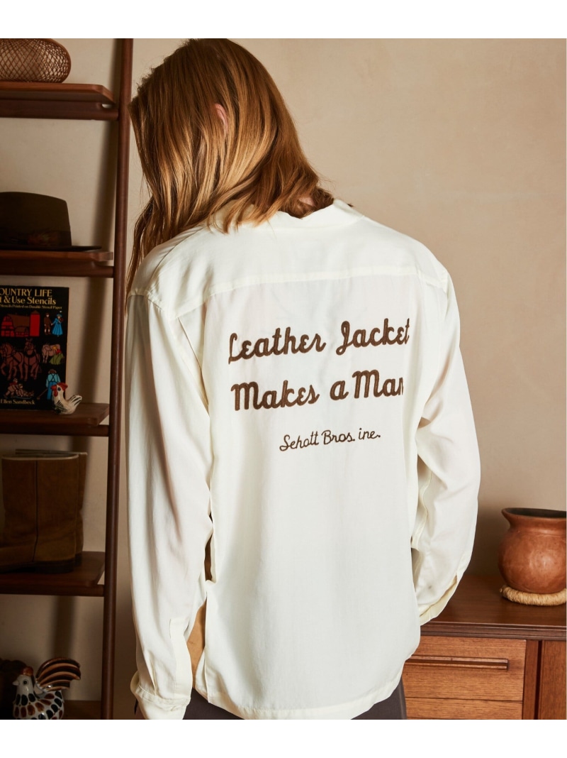 【SALE／40%OFF】BOWLING SHIRT'LEATHER JACKET MAKES A MAN/ボーリングシャツ レザージャケット メイクス ア マン Schott ショット トップス シャツ・ブラウス ホワイト ブラック【RBA_E】【送料無料】[ Fashion]｜US ONLINE STORE