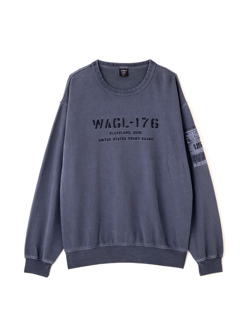 【SALE／30%OFF】FADED MIL.POCKET CREWNECK SWEAT AVIREX アヴィレックス トップス スウェット・トレーナー ブルー グレー【RBA_E】【送料無料】[ Fashion]｜US ONLINE STORE