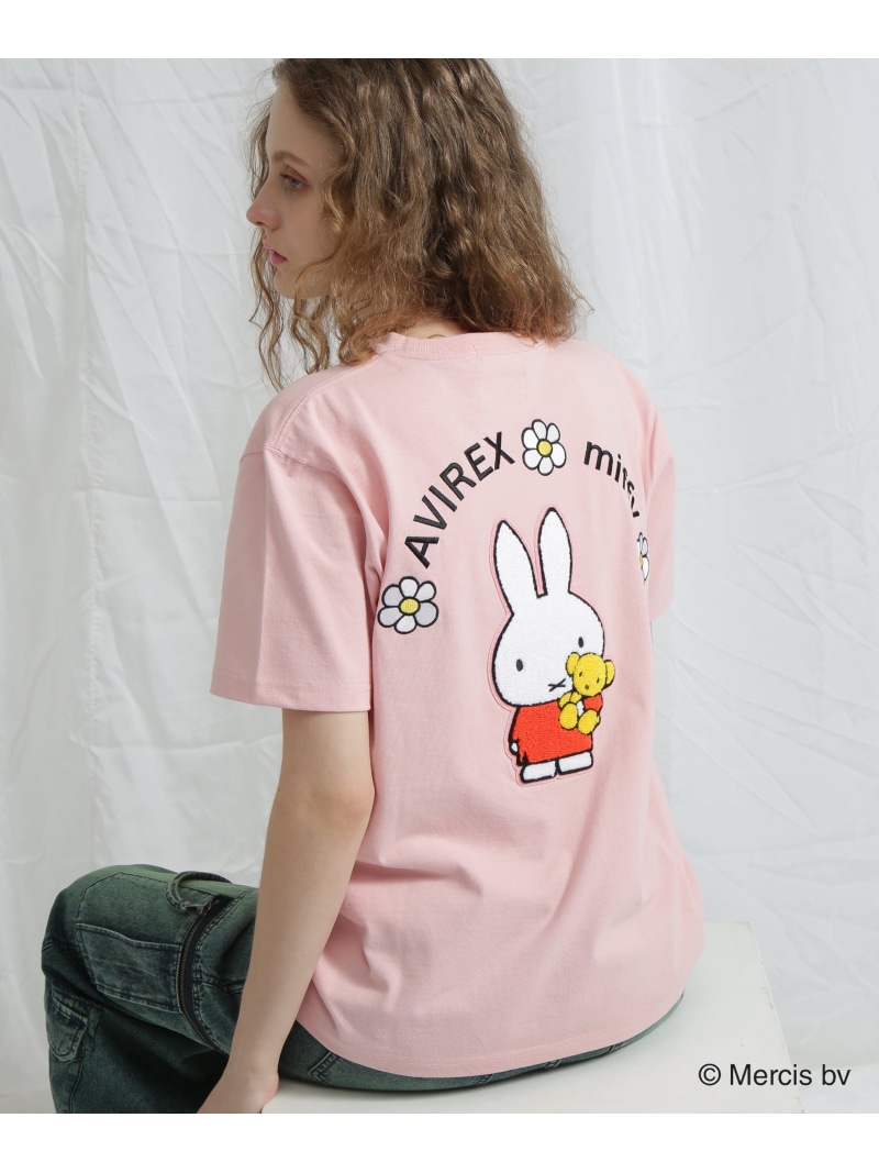《AVIREX×miffy》WEB限定 SAGARA T-SHIRT/アヴィレックス×ミッフィー サガラTシャツ AVIREX アヴィレックス トップス カットソー・Tシャツ ブラック ピンク ホワイト【送料無料】[ Fashion]