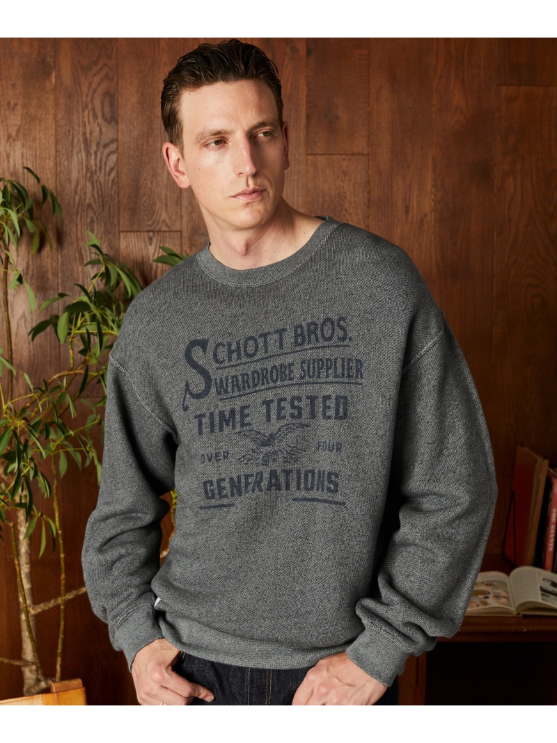 SALT AND PEPPER CREW SWEAT TIMETESTED FOUR GENERATIONS Schott ショット トップス スウェット・トレーナー グレー グリーン【送料無料】[ Fashion]