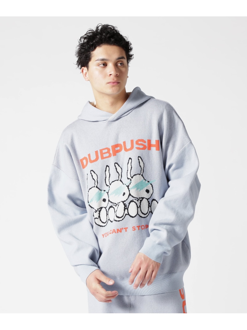 TAIN DOUBLE PUSH/タインダブルプッシュ/Exc. KNIT HOODIE ROYAL FLASH ロイヤル閃光電球 トップス 編み物 黒いこと 白いこと 青味【貨物輸送無料】[ Fashion]