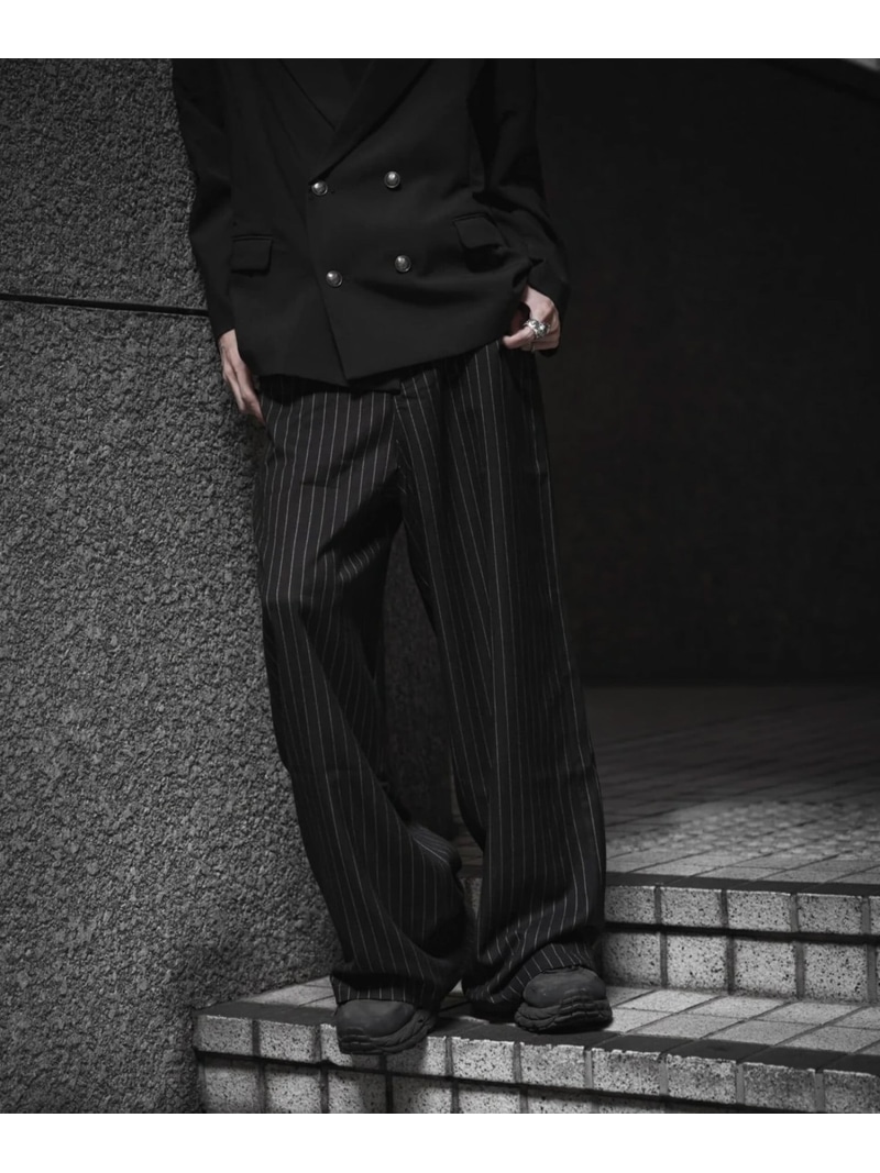 gibous/ギボス/Striped Baggy Pants LHP エルエイチピー ズボン下 余分の物のズボン下 黒いこと【貨物輸送無料】[ Fashion]