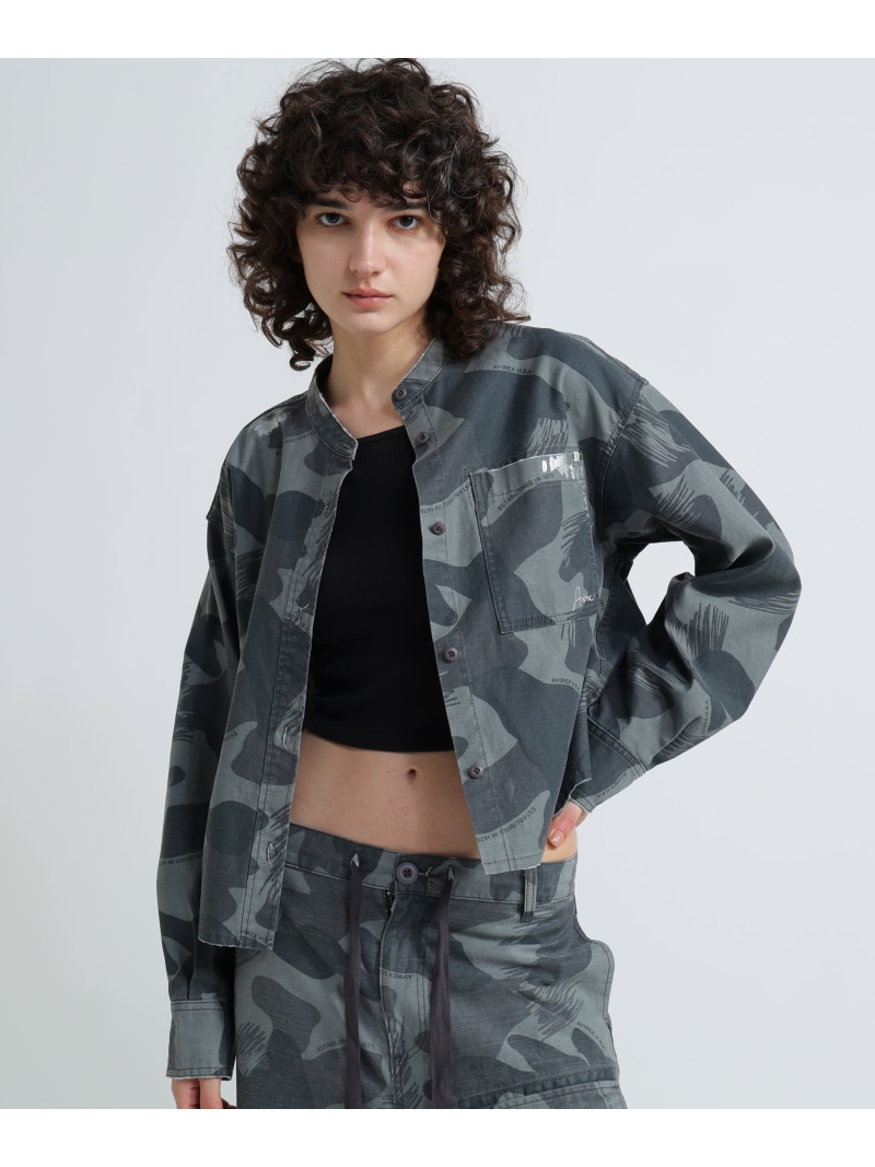 【SALE／30%OFF】《WOMAN》CAMOUFLAGE SHORT SHIRTS/カモフラージュショートシャツ AVIREX アヴィレックス トップス シャツ・ブラウス ブラック グリーン【RBA_E】【送料無料】[ Fashion]