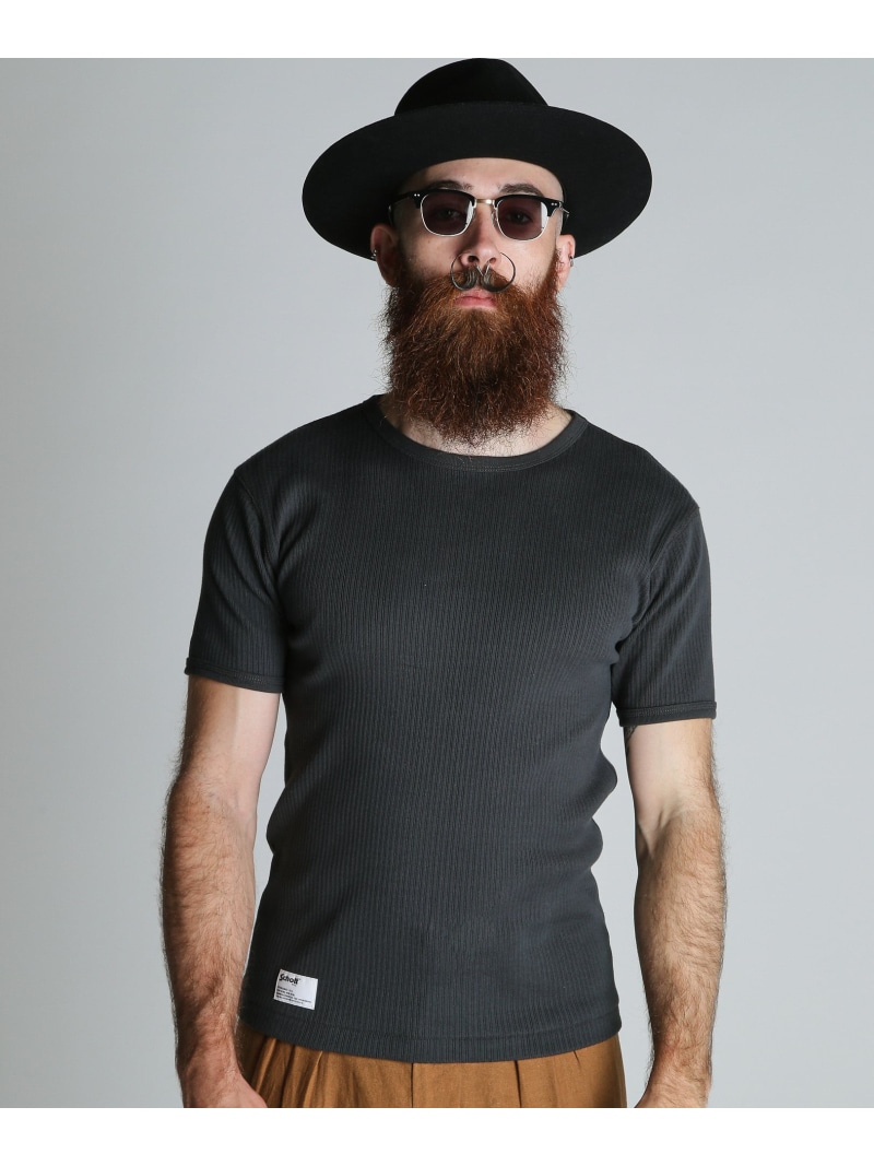 ARMY RIB T-SHIRT/アーミーリブ Tシャツ Schott ショット トップス カットソー・Tシャツ ブルー グレー ベージュ【送料無料】[ Fashion]