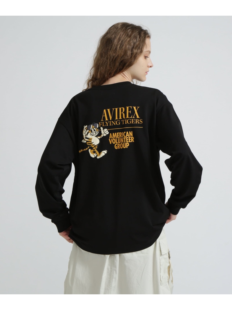 【SALE／30%OFF】《WOMAN》FLYING TIGERS T-SHIRT/フライングタイガーTシャツ AVIREX アヴィレックス トップス カットソー・Tシャツ ブラック ホワイト【RBA_E】【送料無料】[ Fashion]
