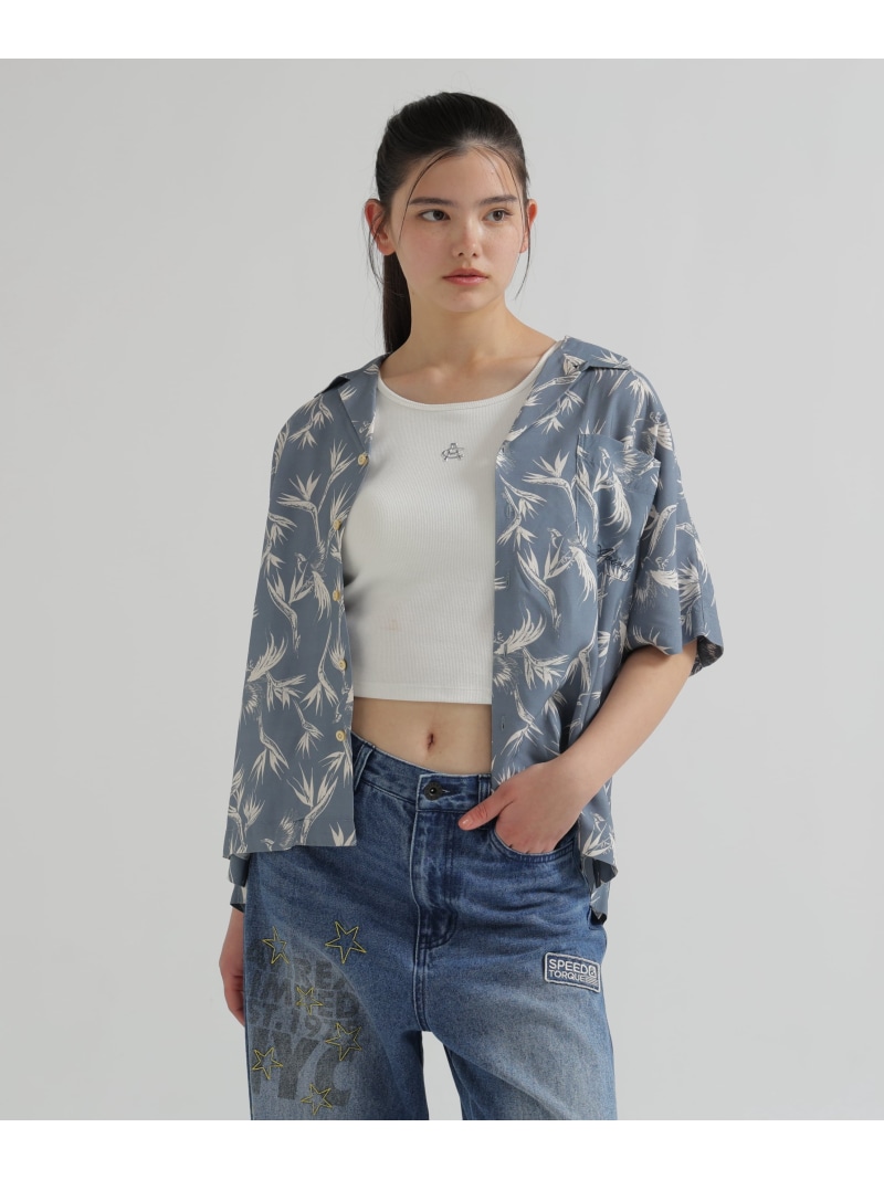 《WOMAN》ALOHA STRELITZIA SHIRT AVIREX アヴィレックス トップス シャツ・ブラウス ブラック ブルー【先行予約】*【送料無料】[ Fashion]